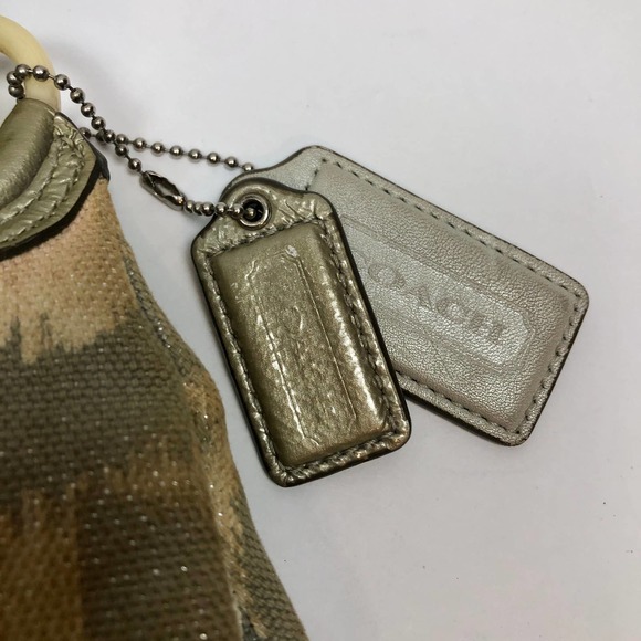 COACH HANDBAG PURSE KRISTIN IKAT OP ART SIGNATURE HOBO 17083 GRAY SHIMMER - Picture 3 of 15